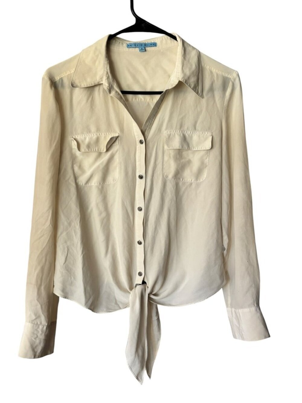 Antonio Melani Women’s Cream Tie Front Blouse - Picture 2 of 6